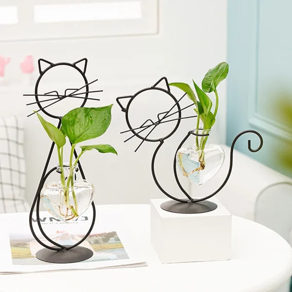 Cat Iron Flower Vases
