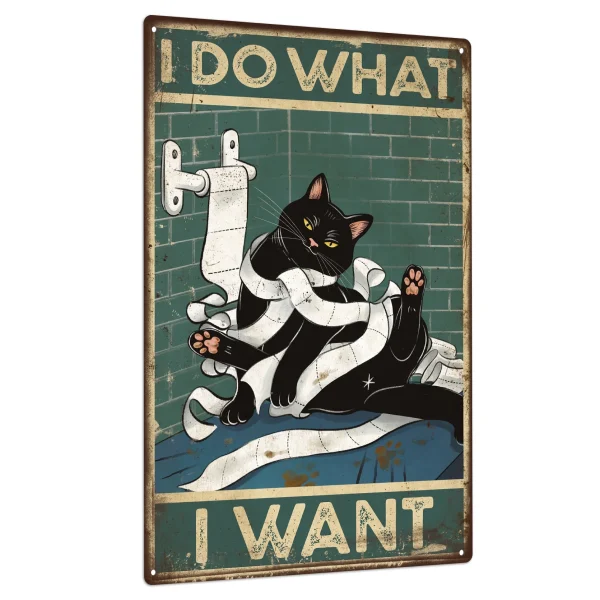 Bathroom Wall Décor, black cat, 7.8 X 11.8 Inches,